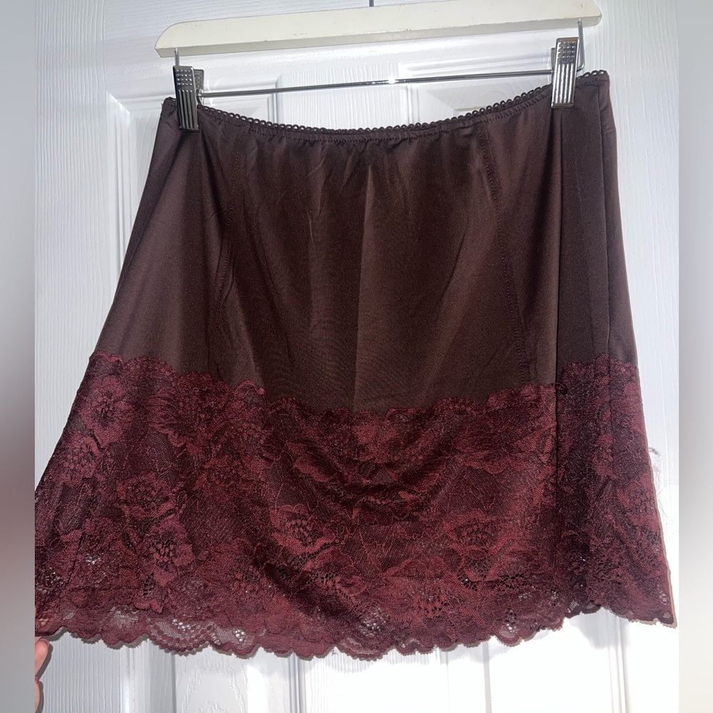 Brown Lace Slip Skirt